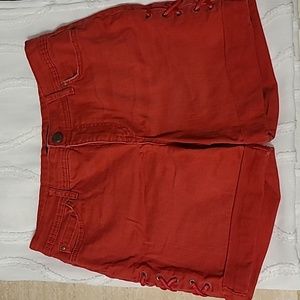 Bandolino Red Denim Bermuda Shorts